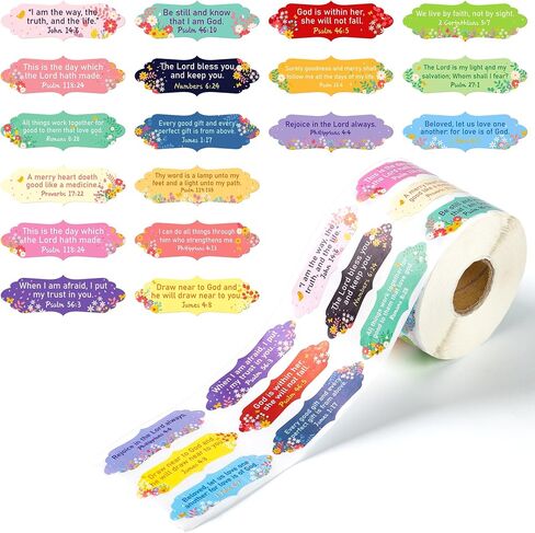 1400Pcs Bible Verse Sticker Scripture Inspirational Label Self-Adhesive Religious Faith Tags for Envelope Sealing Scrapbooks Bottles Seals Present Decor in Saudi Arabia