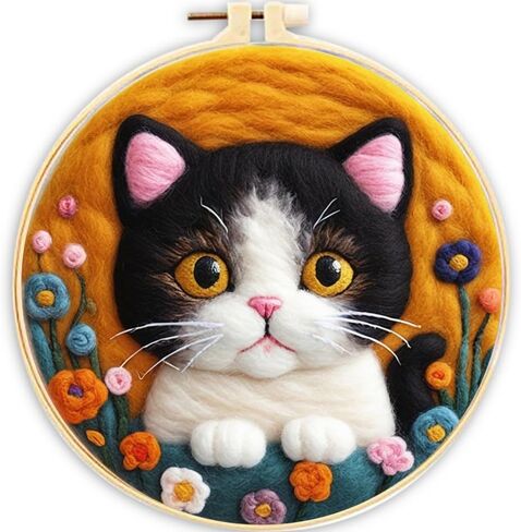 Perycomly Needle Felting Kit, Beginner Needle Felting Wool Set with Picture Frame, Foam Pad, Instructions, and Felt Cloth, Great Gift Decoration in Saudi Arabia
