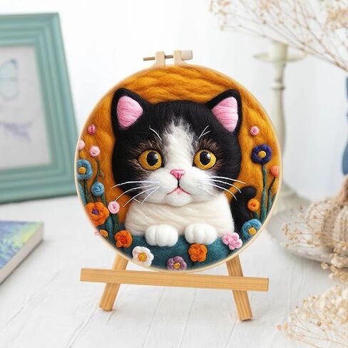 Perycomly Needle Felting Kit, Beginner Needle Felting Wool Set with Picture Frame, Foam Pad, Instructions, and Felt Cloth, Great Gift Decoration in Saudi Arabia
