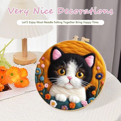 Perycomly Needle Felting Kit, Beginner Needle Felting Wool Set with Picture Frame, Foam Pad, Instructions, and Felt Cloth, Great Gift Decoration in Saudi Arabia