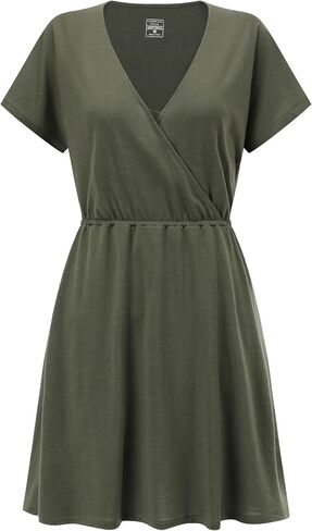 Womens Merino Wool Wrap Dress Short Sleeve Deep V Neck in Kuwait
