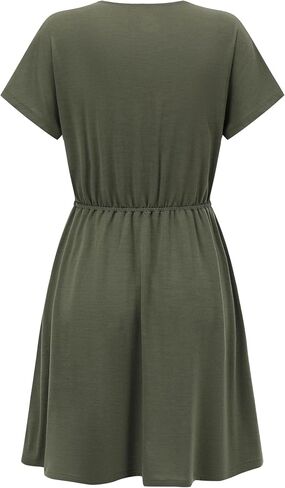 Womens Merino Wool Wrap Dress Short Sleeve Deep V Neck in Kuwait