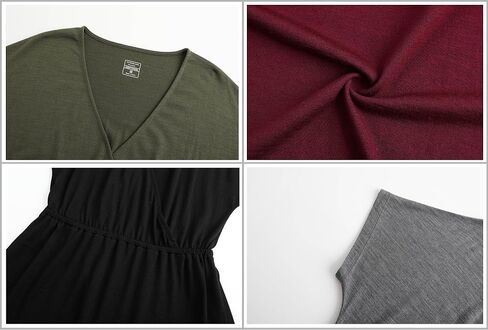 Womens Merino Wool Wrap Dress Short Sleeve Deep V Neck in Kuwait