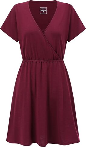 Womens Merino Wool Wrap Dress Short Sleeve Deep V Neck in Kuwait