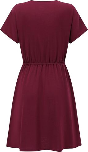 Womens Merino Wool Wrap Dress Short Sleeve Deep V Neck in Kuwait