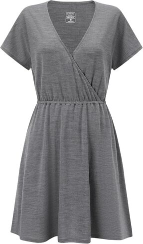 Womens Merino Wool Wrap Dress Short Sleeve Deep V Neck in Kuwait