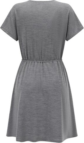 Womens Merino Wool Wrap Dress Short Sleeve Deep V Neck in Kuwait