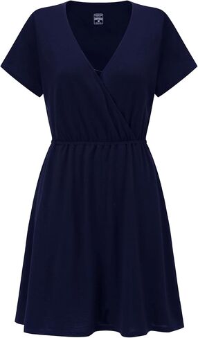 Womens Merino Wool Wrap Dress Short Sleeve Deep V Neck in Kuwait