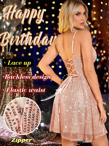 Kaei&Shi Sexy Sequin Dress,Deep V Backless Corset Dresses,Glitter Sparkly Outfits for Women Birthday Party Cocktail Nye in Saudi Arabia