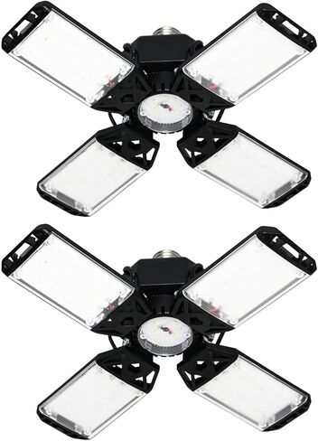 LED Garage Light, 80W 8000 Lumen LED Garage Ceiling Lights with 3 Adjustable Panels E26/E27 LED Shop Lights, 6500K Daylight Light Bulb Fixture LED Lights for Garage, Workshop, Attic, LED Bay Light in Kuwait