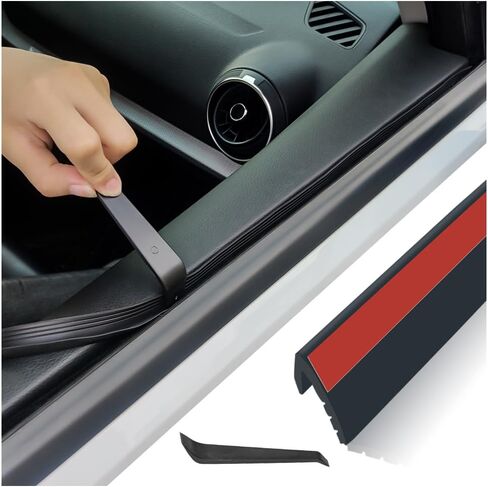 13Ft Car Window Weather Stripping with Adhesive Backing,V-Shape Soundproof Car Weather Window Seal Strip with Trim Removal Tool,Universal Rubber Seal Strip Car Accessories in Saudi Arabia