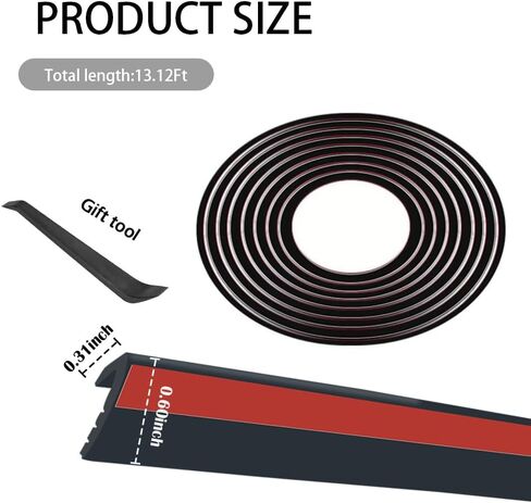 13Ft Car Window Weather Stripping with Adhesive Backing,V-Shape Soundproof Car Weather Window Seal Strip with Trim Removal Tool,Universal Rubber Seal Strip Car Accessories in Saudi Arabia