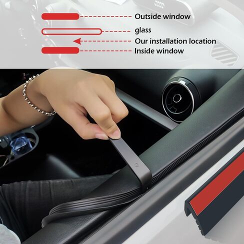 13Ft Car Window Weather Stripping with Adhesive Backing,V-Shape Soundproof Car Weather Window Seal Strip with Trim Removal Tool,Universal Rubber Seal Strip Car Accessories in Saudi Arabia
