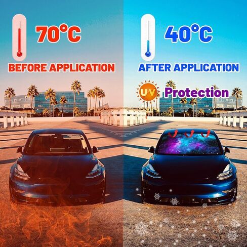 Purple Starry Nights Car Windshield Sun Shade Umbrella - 57" x 31" Funny Car Umbrella Sun Shade Cover UV Rays & Heat Sun in Saudi Arabia
