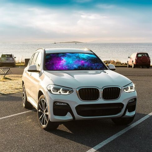 Purple Starry Nights Car Windshield Sun Shade Umbrella - 57" x 31" Funny Car Umbrella Sun Shade Cover UV Rays & Heat Sun in Saudi Arabia