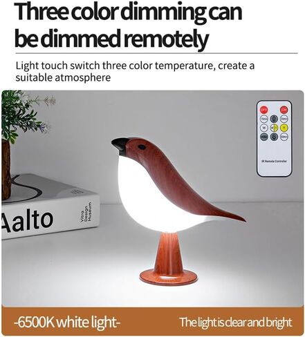 مصباح مكتب صغير للطيور، مصباح طاولة لاسلكي قابل لإعادة الشحن مع 3 درجات حرارة ألوان، جهاز تحكم عن بعد ومستشعر باللمس، مصباح ليلي للطيور يعمل بالبطارية متعدد الوظائف لغرفة النوم والأطفال، عبوة واحدة in Kuwait
