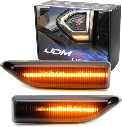 عدسة Ijdmtoy المدخنة الكاملة العنبر LED Dynamic Sequential Blink Fender Side Marker Light متوافق مع 2017-2024 Mini Cooper F60 Countryman ، استبدل مصابيح Sidemarker Clear Clear in Kuwait