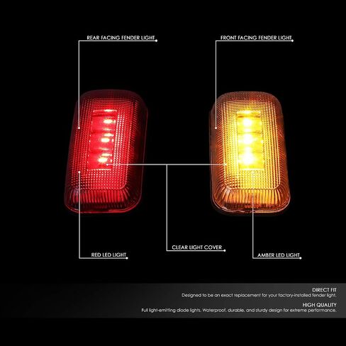 سلالة السيارات 4pc مقطورة سرير دالي السرير LED علامة جانبية ضوء متوافق مع Chevy Silverado/GMC Sierra 2500HD 3500HD 15-19 Clear in Kuwait