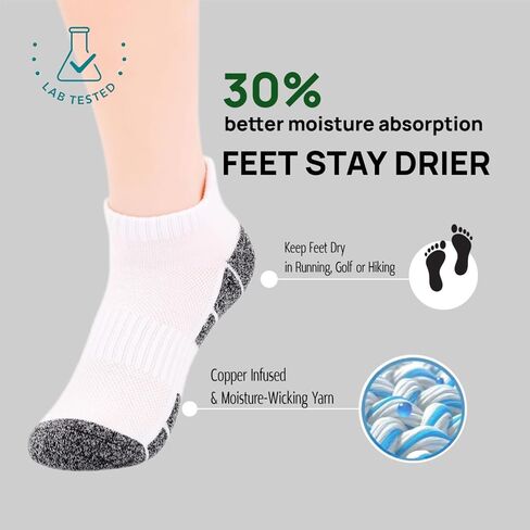 Kodal Copper Infused Compression Socks Men Women - Moisture Wicking Odor Free Cushioned Running Socks (6-Pairs) in Saudi Arabia
