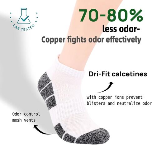 Kodal Copper Infused Compression Socks Men Women - Moisture Wicking Odor Free Cushioned Running Socks (6-Pairs) in Saudi Arabia