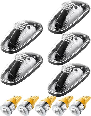 cciyu 5pcs Amber Cab Marker Roof Running Lights Assembly T10-6-5730-SMD White LED Bulbs Cab Light fit for 1999-2002 For Dodge For Ram 2500 3500 in Saudi Arabia