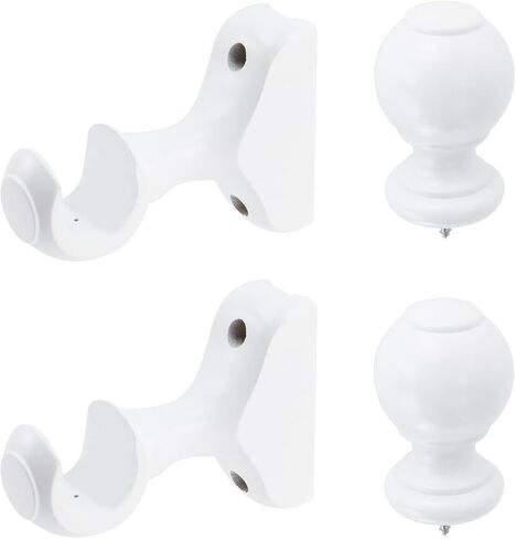 T Tulead 2 PCS قوس خشبي للستائر و 2 PCS Curtain Rod نهائيات فقط ، سرير قوس Dowel Post Finials لمكتب غرفة النوم (أبيض) in Kuwait