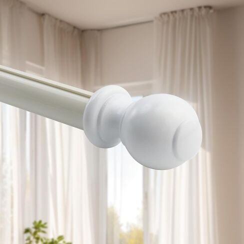 T Tulead 2 PCS قوس خشبي للستائر و 2 PCS Curtain Rod نهائيات فقط ، سرير قوس Dowel Post Finials لمكتب غرفة النوم (أبيض) in Kuwait