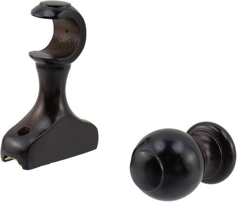 T Tulead 2 Pcs Wood Bracket for Curtain & 2 Pcs Curtain Rod Finials Ends Only, Dowel Bracket Bed Post Finials for Bedroom Office (White) in Saudi Arabia