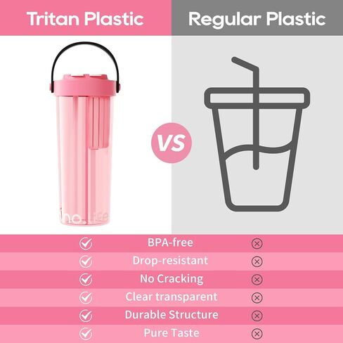 Mixed 2-in-1 Drink 27 OZ Spilt Flask Unique Compartment Pink Travel Creative Dual Drinking One Cups Of Two Straws With Two Sides For Fruit Tea Coffee Cup Camping Sports in Saudi Arabia