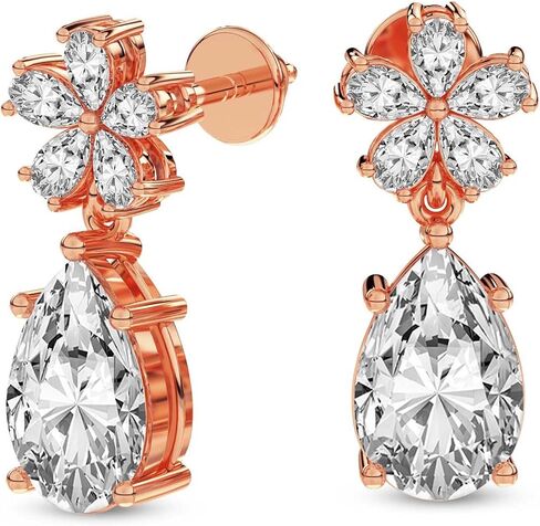 Lab Grown Diamond Dangle Fashion Earrings For Women | 1-6 Carat IGI Certified FG-VS Quality | 14K Gold Or Platinum | Friendly Diamonds in Saudi Arabia
