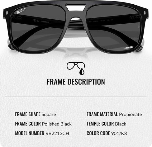 Ray-Ban RB2213CH Chromance squre شكل نظارة شمسية مع حزمة مجموعة النظارات الرسمية in Saudi Arabia