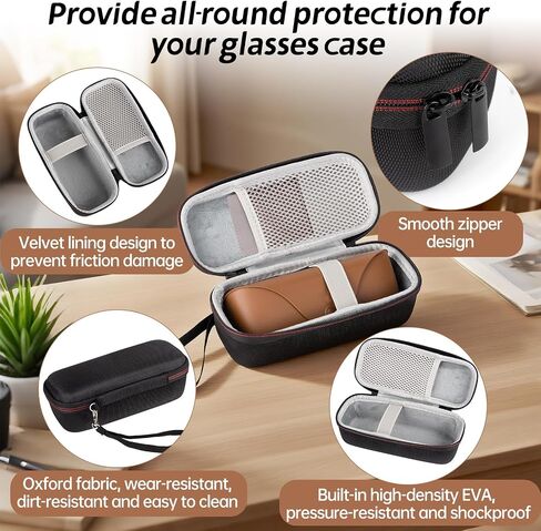Hard Protective Case for Ray-Ban Meta Smart Glasses – Compatible with Wayfarer/Skyler/Headliner & Charging Box – Durable Travel Eyewear Case with Soft Interior & Wrist Strap (Black) in Saudi Arabia