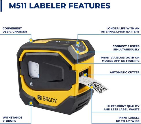 مجموعة طابعة الملصقات المحمولة Brady M410 مع برنامج معرف المنتج والسلك، وحقيبة الحمل، وبطارية قابلة لإعادة الشحن والشاحن، وحوامل مغناطيسية وأدوات مساعدة، 11.5 بوصة ارتفاع × 6 بوصة عرض × 3.5 بوصة ارتفاع in Saudi Arabia