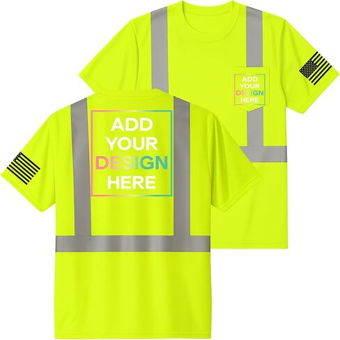 قميص عاكس Hi Vis Custom للرجال ، قمصان فتيان الرطوبة ، Hi رؤية ANSI 107 فائدة بناء أعمال السلامة in Kuwait
