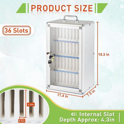 Aluminum Alloy Cell Phone Lock Box, Phone Holder for Classroom, 36 Slots | Cell Phone Locker, Wall-Mounted Phone Storage Cabinet, Phone Holder with Lock for Classroom, Office, Can be Carried by Hand in Kuwait