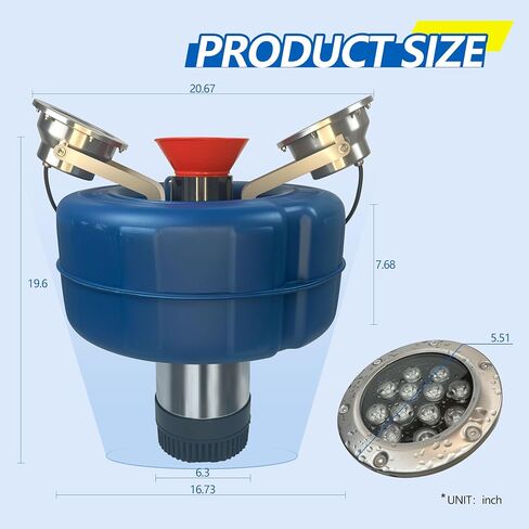 Pond Fountain Aerator, 1HP 110V 15000 GPH Fountain Pump,Stainless Steel body, 15A/110V 100FT power cord, Multifunctional time controller，Aerator Pump for Ponds & Lakes in Kuwait