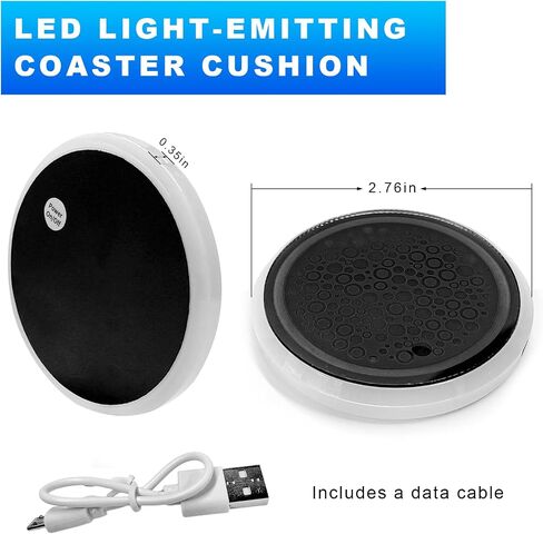 2pcs LED LED Cup Holder Lights ، 7 Colors Changing Dog Paw Car Coaster مع كابل USB ، حامل الكأس القابل لإعادة الشحن إدراج زخرفة مشروب مشروب لامع ، إكسسوارات السيارة الداخلية (بريق) in Kuwait