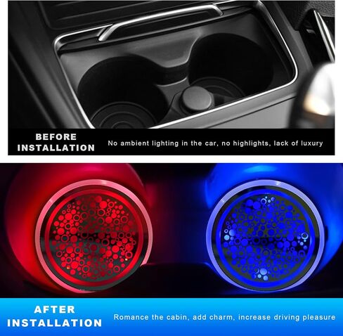 2pcs LED LED Cup Holder Lights ، 7 Colors Changing Dog Paw Car Coaster مع كابل USB ، حامل الكأس القابل لإعادة الشحن إدراج زخرفة مشروب مشروب لامع ، إكسسوارات السيارة الداخلية (بريق) in Kuwait