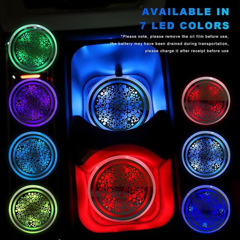 2pcs LED LED Cup Holder Lights ، 7 Colors Changing Dog Paw Car Coaster مع كابل USB ، حامل الكأس القابل لإعادة الشحن إدراج زخرفة مشروب مشروب لامع ، إكسسوارات السيارة الداخلية (بريق) in Kuwait