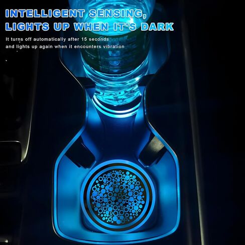 2pcs LED LED Cup Holder Lights ، 7 Colors Changing Dog Paw Car Coaster مع كابل USB ، حامل الكأس القابل لإعادة الشحن إدراج زخرفة مشروب مشروب لامع ، إكسسوارات السيارة الداخلية (بريق) in Kuwait