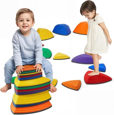 VEVOR Balance Stepping Stones for Kids, 10 PCS, Up to 220 lbs, Non-Slip Toddlers Sensory Stepping Stones, Obstacle Course Coordination Game Toys Indoor or Outdoor Play for Children Aged 3 4 5 6 7 8+ in Saudi Arabia