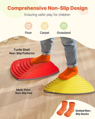 VEVOR Balance Stepping Stones for Kids, 10 PCS, Up to 220 lbs, Non-Slip Toddlers Sensory Stepping Stones, Obstacle Course Coordination Game Toys Indoor or Outdoor Play for Children Aged 3 4 5 6 7 8+ in Saudi Arabia