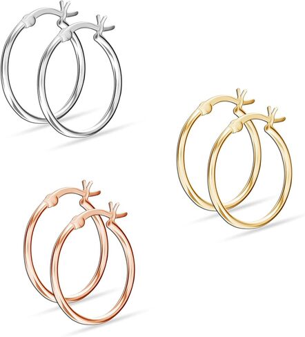 Lecalla 925 Sterling Silver مجموعة من 3 أزواج انقر فوق 3 ألوان أقراط للنساء in Kuwait