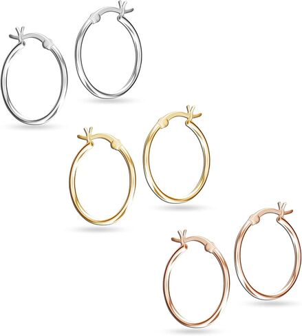Lecalla 925 Sterling Silver مجموعة من 3 أزواج انقر فوق 3 ألوان أقراط للنساء in Kuwait