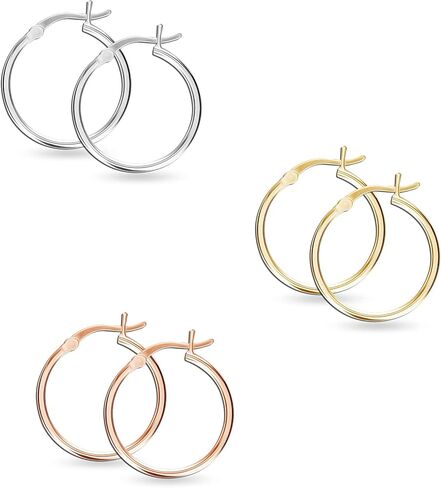 Lecalla 925 Sterling Silver مجموعة من 3 أزواج انقر فوق 3 ألوان أقراط للنساء in Kuwait