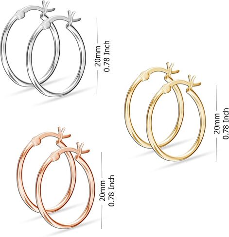 Lecalla 925 Sterling Silver مجموعة من 3 أزواج انقر فوق 3 ألوان أقراط للنساء in Kuwait