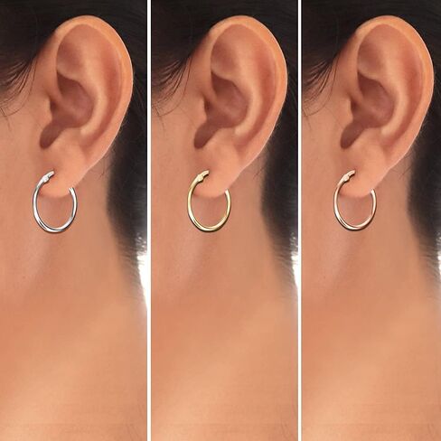 Lecalla 925 Sterling Silver مجموعة من 3 أزواج انقر فوق 3 ألوان أقراط للنساء in Kuwait