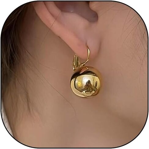 Chunky Gold Ball Hoop Earrings for Women Silver Round Ball Drop Dangle Earrings Lightweight Bead Dangling Earrings Jewelry Accessories for Her in Saudi Arabia