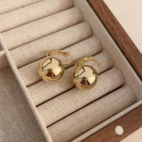 Chunky Gold Ball Hoop Earrings for Women Silver Round Ball Drop Dangle Earrings Lightweight Bead Dangling Earrings Jewelry Accessories for Her in Saudi Arabia