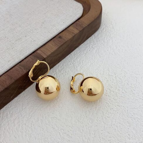 Chunky Gold Ball Hoop Earrings for Women Silver Round Ball Drop Dangle Earrings Lightweight Bead Dangling Earrings Jewelry Accessories for Her in Saudi Arabia